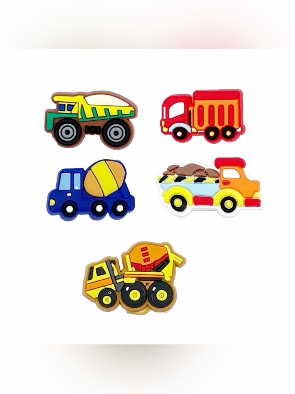 5 Pieces Construction Trucks Shoe Charms For Croc Shoes